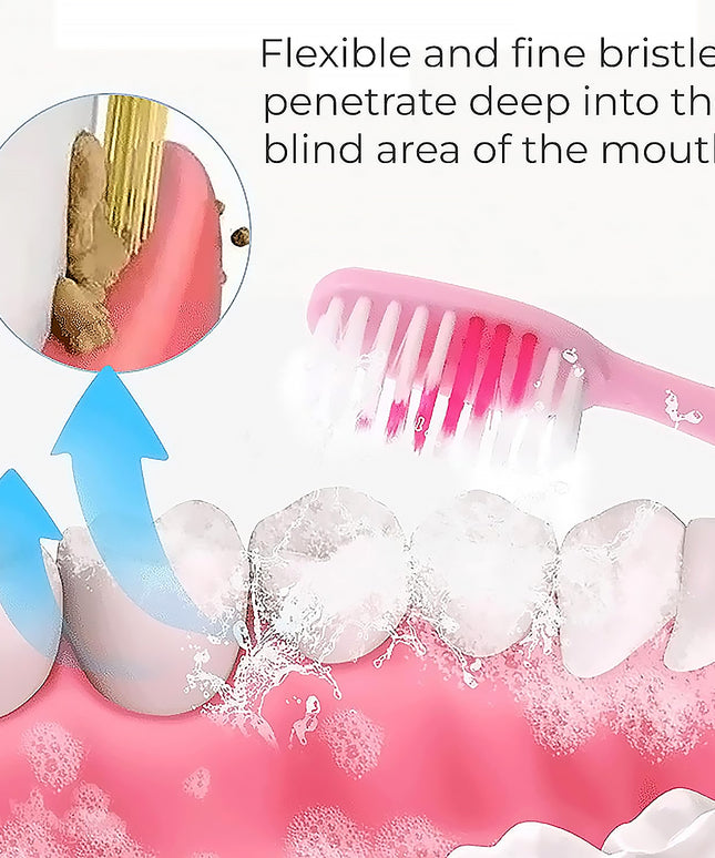 12814 2-in-1 Tooth Brush With Tongue Scraper Soft Bristle  Long Handle (8pcs) Soft Toothbrush
