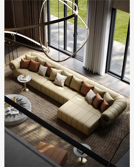 Italian Leather Living Room Sofas Minimalist Luxury Modern Design Sofa Multifunctional Elegant Meuble De Salon Home Furniture