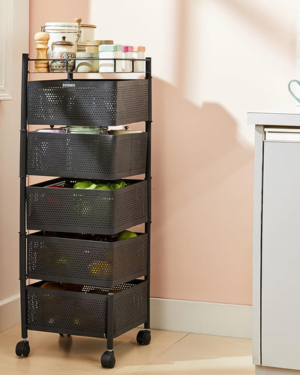 5 Layer Multipurpose Kitchen Storage Trolley With Wheels