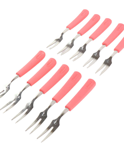 Premium Stainless Steel Fruit Fork Set  10 Pieces With Soft Non-slip Handle