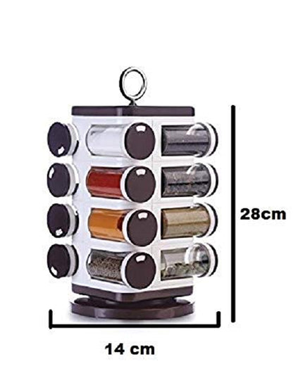 8119 Ganesh Multipurpose Revolving Spice Rack With 16 Pcs Dispenser Each 100 Ml Plastic Spice Abs Material 1 Piece Spice Set 1 Piece Spice Set  (Plastic)