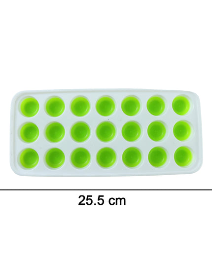21 Grid Plastic Round Pop Ice Cube Tray With Lid (1 Pc)