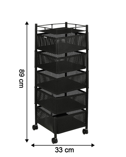 5 Layer Multipurpose Kitchen Storage Trolley With Wheels