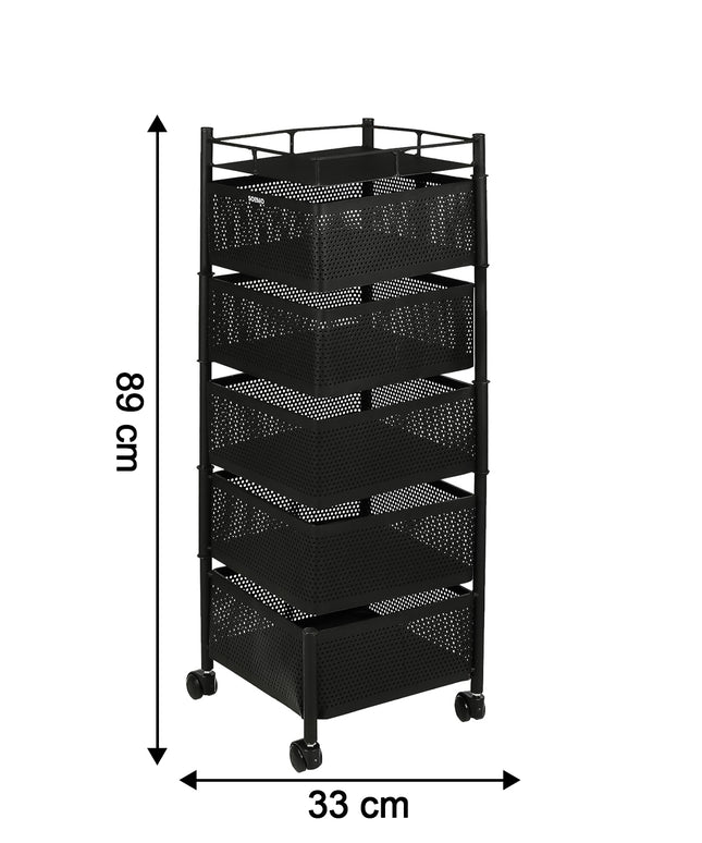 5 Layer Multipurpose Kitchen Storage Trolley With Wheels
