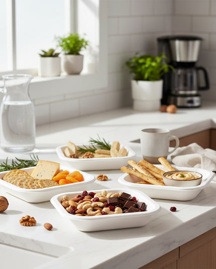 Disposable Square Food Serving Tray Set (10 Pc)