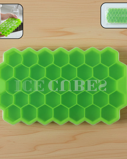 Premium Honeycomb Silicone Ice Cube Tray With Lid (1 Pc)