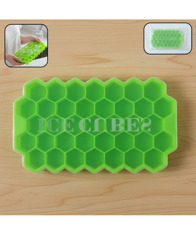 Premium Honeycomb Silicone Ice Cube Tray With Lid (1 Pc)