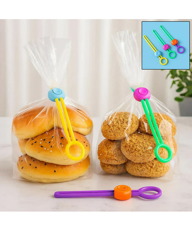 Reusable Silicone Food Bag Sealing Clips With Lock For Kitchen Storage ( 3 Pc)