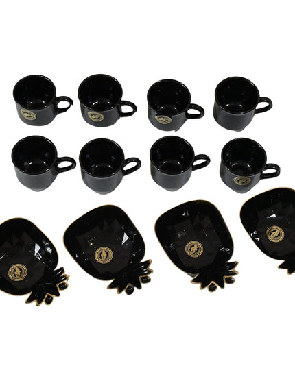 Pine Junction Ceramic Tea  Cups  Mug Set With Pineapple Shape Serving Bowl  (12 Pcs Set)