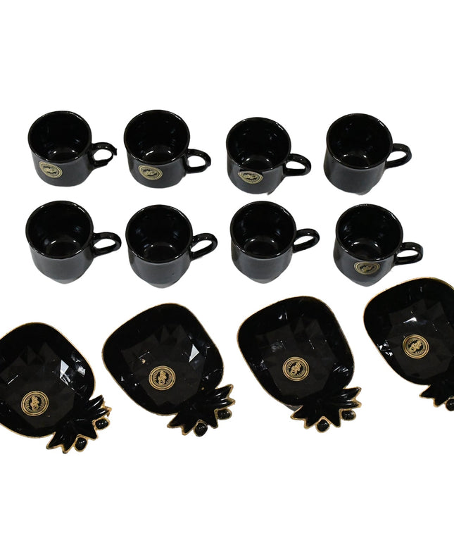 Pine Junction Ceramic Tea  Cups  Mug Set With Pineapple Shape Serving Bowl  (12 Pcs Set)