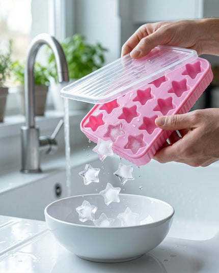 18 Grid Star Shape Ice Cube Tray With Lid (1 Pc)