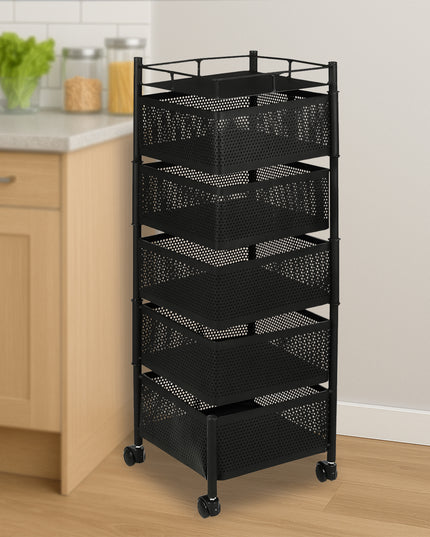 5 Layer Multipurpose Kitchen Storage Trolley With Wheels