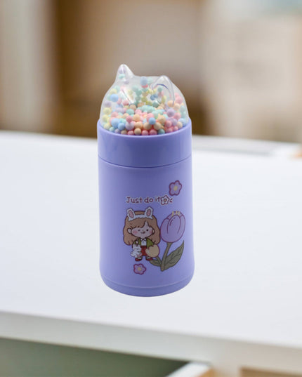 6953 Girl Glass Water Bottle For School With Kid Sparkle Strap Cat Lid Sequins Glitter Glass Cup Birthday Gift Children 350ml (Moq - 80 Pc)