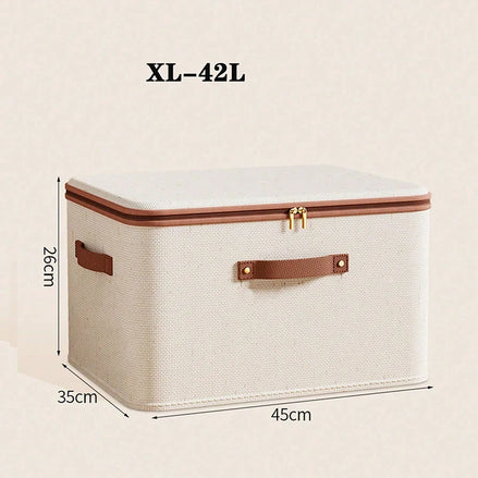 Foldable Clothes Storage Box, Closet Organizer Container with Handle and Zipper,Suitable for Wardrobe, Closet,Blanket (Washable)