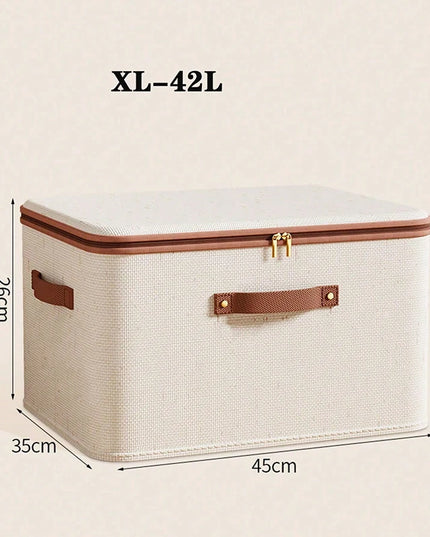 Foldable Clothes Storage Box, Closet Organizer Container with Handle and Zipper,Suitable for Wardrobe, Closet,Blanket (Washable)