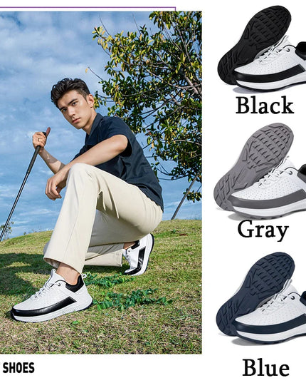 Men's Lightweight Golf Shoes-Breathable Sports Casual Shoes, Lace-Up Design, Non-Slip Rubber Sole-Universal in All Seasons