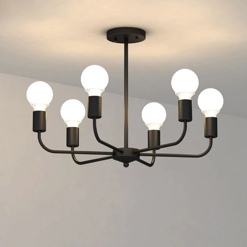 Modern Chandelier  Industrial  Living Room Black E27 Hotel Hall Home Decor Parlor Retro Simple Household Art Pendant Lights