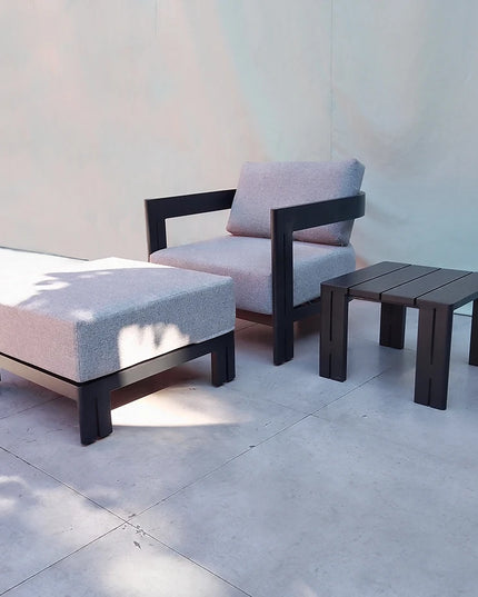 Outdoor Furniture Garden Aluminum Outdoor Sofa Living Single Sofa and Ottoman Set