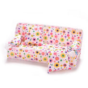1 Set Cute Miniature Doll House Furniture Flower Cloth Sofa With 2 Cushions Pretend Play For Doll Kids Play House Toys