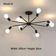 Modern Chandelier  Industrial  Living Room Black E27 Hotel Hall Home Decor Parlor Retro Simple Household Art Pendant Lights