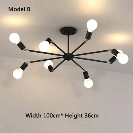Modern Chandelier  Industrial  Living Room Black E27 Hotel Hall Home Decor Parlor Retro Simple Household Art Pendant Lights