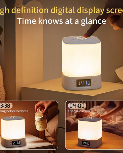 LED Night Lamp Rechargeable Table Lamp Clock Display Soft Sleeping Lamp Touch Switch Bedside Lamp for Bedroom Decor