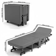 1 Dust Cover for a Folding Bed or 1 Folding Bed, Multifunctional Tech Fabric with High-Density Foam Mattress, Compact Storage Space, Single Bed, Folds into a Quarter, Easy to Assemble, with Wheels, Lightweight, Portable Iron