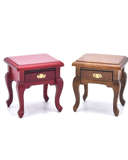 Dollhouse Miniature Furniture Wooden Bedside Drawer Table Nightstand Cabinet