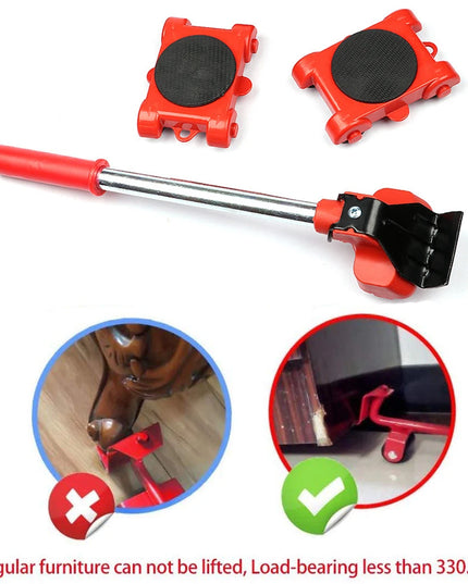Professional Furniture Mover Tool Set Heavy Stuffs Transport Lifter Wheeled Mover Roller with Wheel Bar Moving Hand Device