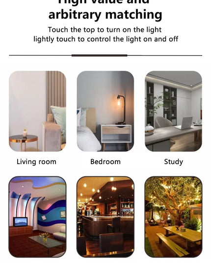 Rechargeable Led Table Lamp Retro Night Light Desk Bar Coffee Dining Room Home Decor Wireless 3 Colors Dimmable Touch Switch
