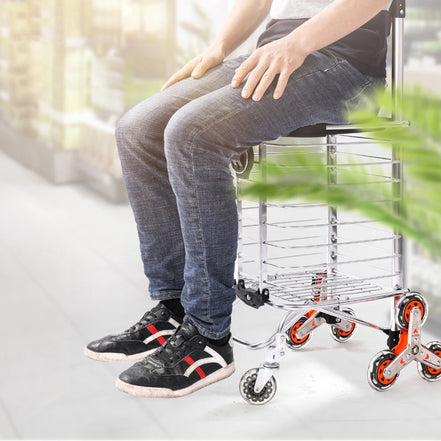 1PC Stainless Steel Portable Shopping Cart Roller Puller Household Luggage Carrier Ergonomic Design for Easy Carrying And Moving