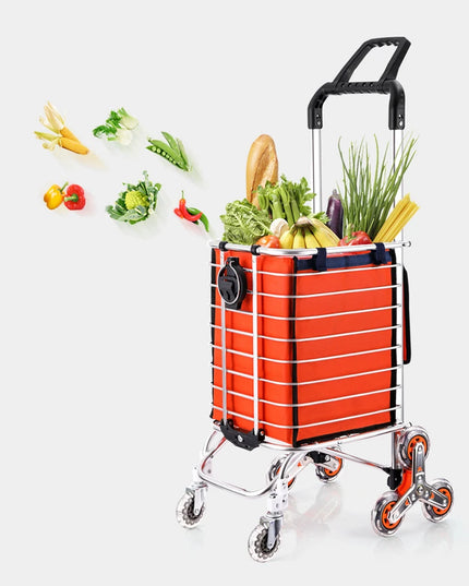 1PC Stainless Steel Portable Shopping Cart Roller Puller Household Luggage Carrier Ergonomic Design for Easy Carrying And Moving