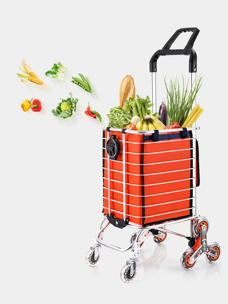 1PC Stainless Steel Portable Shopping Cart Roller Puller Household Luggage Carrier Ergonomic Design for Easy Carrying And Moving