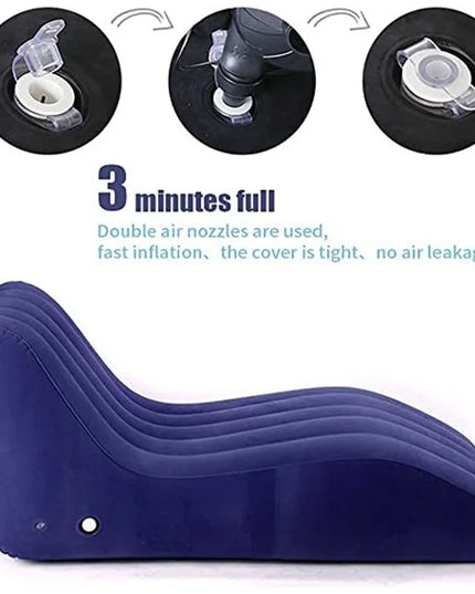 Portable S-shaped Love Position Labor-saving Sitting Inflatable Sofa Bed Yoga Chaise Lounge For Garden Bedroom Folding Furniture