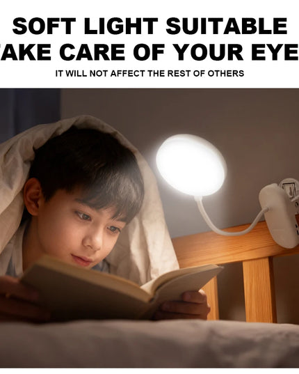LED Portable Clip Table Lamp USB Rechargeable Clip Desk Lamp Bed Reading Night Light Touch 3 Dimming Modes Eye Protection Light