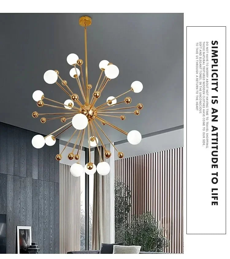 Modern Global Led Chandelier Kitchen Restaurant Living Room Pendant Lamp Organic Glass Acrylic Artificial Satellite Decor Lights