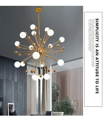 Modern Global Led Chandelier Kitchen Restaurant Living Room Pendant Lamp Organic Glass Acrylic Artificial Satellite Decor Lights
