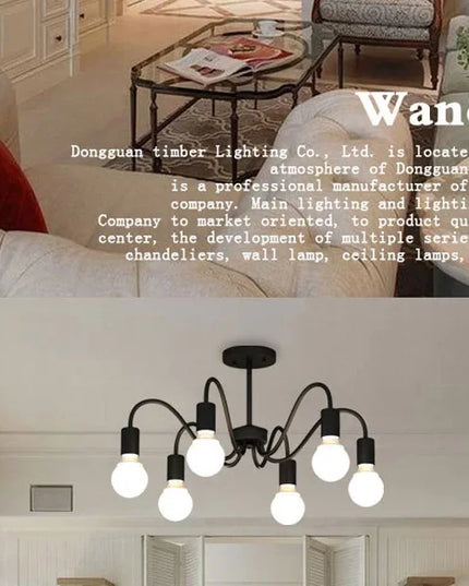 Modern Chandelier  Industrial  Living Room Black E27 Hotel Hall Home Decor Parlor Retro Simple Household Art Pendant Lights