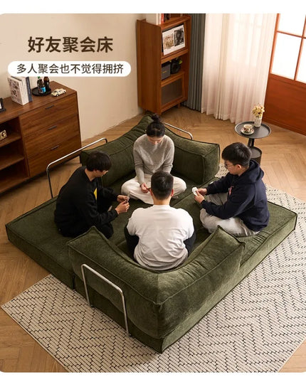 Folding Dual-use Modular Compression Sofa Bed Living Room Bedroom Home Lazy Pudding Retro Style Tatami Sofa