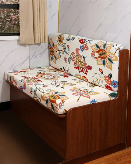 2pcs/set Flowers Printed RV Dinette Cushions Covers Elastic Spandex Sofa Cover Outdoor Camper Car Bench Protector Cover Home