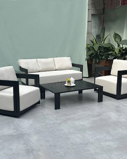 Outdoor Furniture Garden Aluminum Outdoor Sofa Living Single Sofa and Ottoman Set
