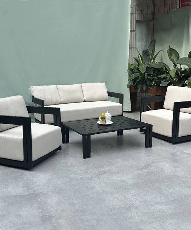 Outdoor Furniture Garden Aluminum Outdoor Sofa Living Single Sofa and Ottoman Set