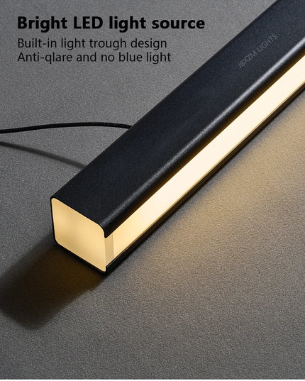 Modern LED linear chandelier for dining room office white bar pendant lights kitchen island lighting black minimalist lamp