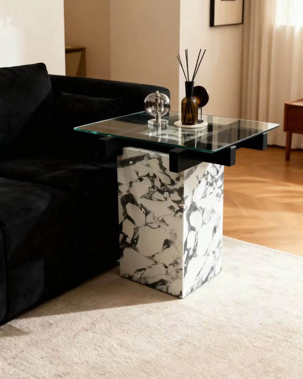 Retro round hole stone edge few living room sofa simple small coffee table