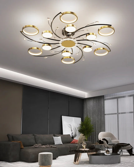 Modern Led Chandelier Gold Aluminum Luxury Pendant Lights For Living Room Bedroom Study Room K9 Crystal Decorative Lamps 90-260V