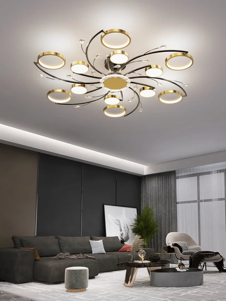 Modern Led Chandelier Gold Aluminum Luxury Pendant Lights For Living Room Bedroom Study Room K9 Crystal Decorative Lamps 90-260V