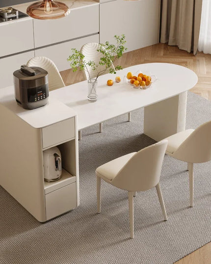 Kitchen Island with Extendable Dining Table Integrated Rolling Kitchen Storage Household with Slate Rack Cabinet for Kitchen
