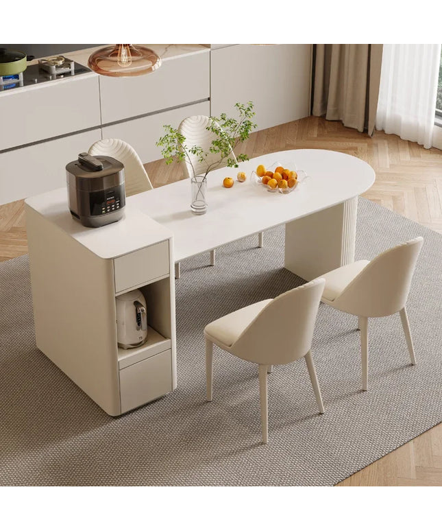 Kitchen Island with Extendable Dining Table Integrated Rolling Kitchen Storage Household with Slate Rack Cabinet for Kitchen