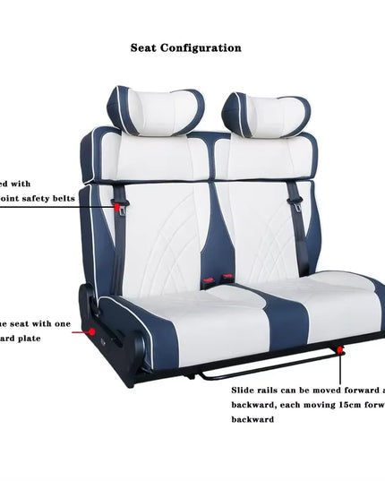 3-Person Trifold Folding Seat Beds PU Leather Modified Car Seats for Van Seats Benches Accessoires