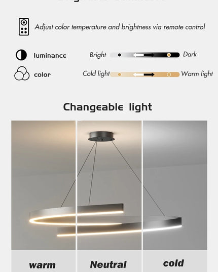 Modern LED spiral chandelier is suitable for living room dining room bedroom study villa home decoration lighting room decoratio